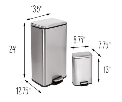 Stainless Steel Rectangular 2-Piece Pedal Soft-Close Trash Can Set -Home Decor Store 810669710 A0 9