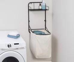 Black Wall-Mounted Hamper With Shelf -Home Decor Store 810669717 A0 7