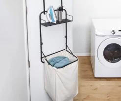 Black Wall-Mounted Hamper With Shelf -Home Decor Store 810669717 A0 8