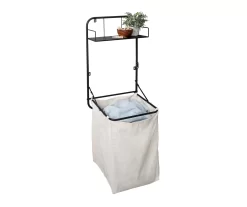 Black Wall-Mounted Hamper With Shelf -Home Decor Store 810669717 A0 9