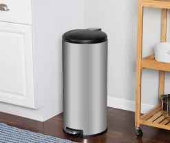 Stainless Steel & Black 8-Gal. Round Pedal Soft-Close Trash Can -Home Decor Store 810669722 A0 7