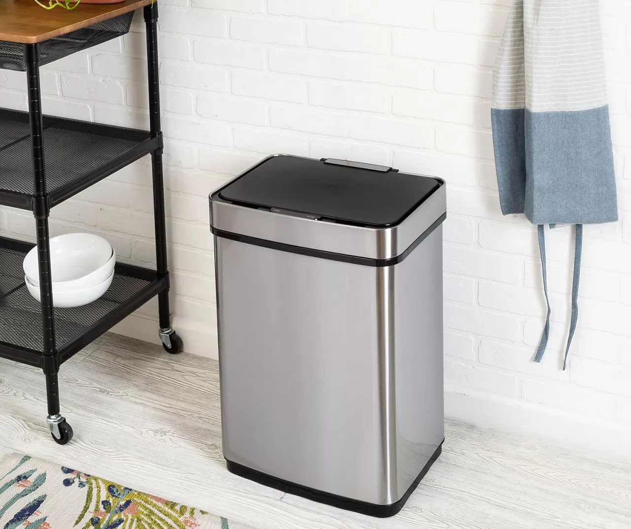Stainless Steel & Black 13-Gal. Motion Sensor Trash Can 3 Stainless Steel & Black 13-Gal. Motion Sensor Trash Can - Image 3