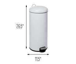 White Stainless Steel 8-Gal. Round Pedal Soft-Close Trash Can -Home Decor Store 810669726 A0 8