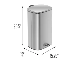 Stainless Steel 10.5-Gal. Rectangular Pedal Soft-Close Trash Can -Home Decor Store 810669727 A0 8