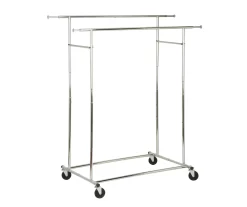Chrome Dual Bar Rolling Garment Rack