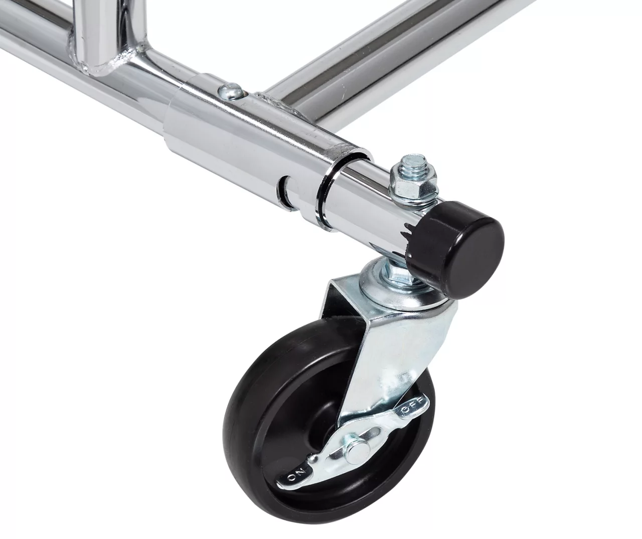 Chrome Dual Bar Rolling Garment Rack 4 Chrome Dual Bar Rolling Garment Rack - Image 4