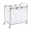 White & Chrome Heavy Duty Triple Laundry Sorter