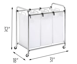 White & Chrome Heavy Duty Triple Laundry Sorter -Home Decor Store 810669742 A0 4