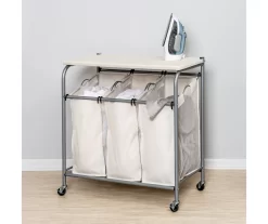 Beige Triple Laundry Sorter & Ironing Table -Home Decor Store 810669744 A0 5