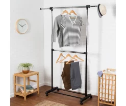 Chrome Double-Bar Rolling Garment Rack -Home Decor Store 810669752 A0 4