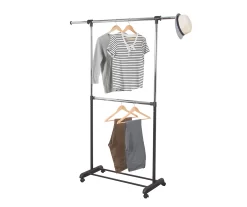 Chrome Double-Bar Rolling Garment Rack -Home Decor Store 810669752 A0 5