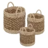 Natural Tea-Stained 3-Piece Woven Nesting Storage Basket Set