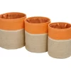 Natural & Orange 3-Piece Paper Straw Nesting Storage Basket Set