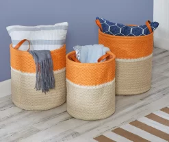 Natural & Orange 3-Piece Paper Straw Nesting Storage Basket Set -Home Decor Store 810669763 A0 7