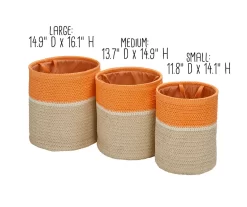 Natural & Orange 3-Piece Paper Straw Nesting Storage Basket Set -Home Decor Store 810669763 A0 9