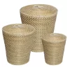 Natural Seagrass 3-Piece Nesting Storage Basket Set With Lids