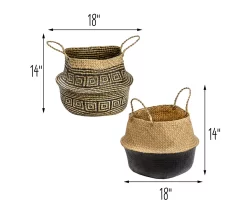 Natural & Black 2-Piece Folding Belly Storage Basket Set -Home Decor Store 810669769 A0 4