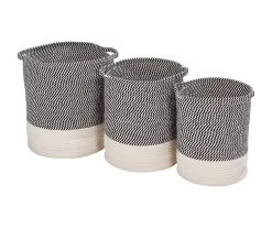 Gray & White Stripe 3-Piece Cotton Rope Nesting Basket Set