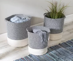 Gray & White Stripe 3-Piece Cotton Rope Nesting Basket Set -Home Decor Store 810669770 A0 7