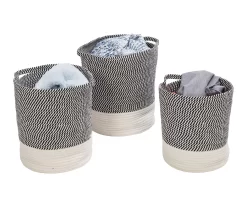 Gray & White Stripe 3-Piece Cotton Rope Nesting Basket Set -Home Decor Store 810669770 A0 8