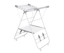 White Expandable Folding-Wing Wheeled Drying Rack -Home Decor Store 810669779 A0 3