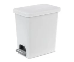 2.7-Gal. White Step-Pedal Waste Basket